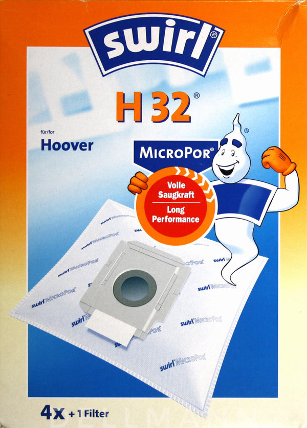 Swirl H 32 MicroPor Staubsaugerbeutel H32 - 4 Beutel + 1 Filtermatte