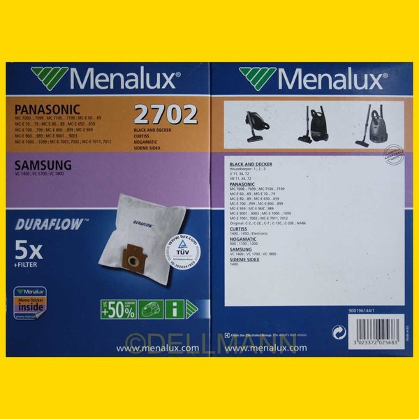 Menalux 2702 Staubsaugerbeutel für Panasonic Duraflow