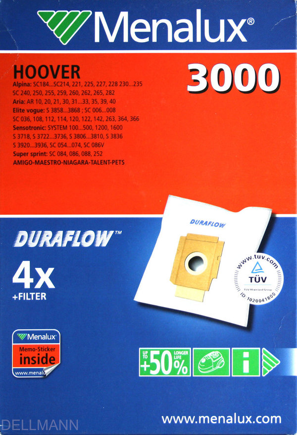 Menalux 3000 Staubsaugerbeutel für Sauger von Hoover von electrolux