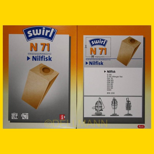 Swirl N 71 Papier Staubsaugerbeutel N71 - 5 Beutel aus Spezialpapier