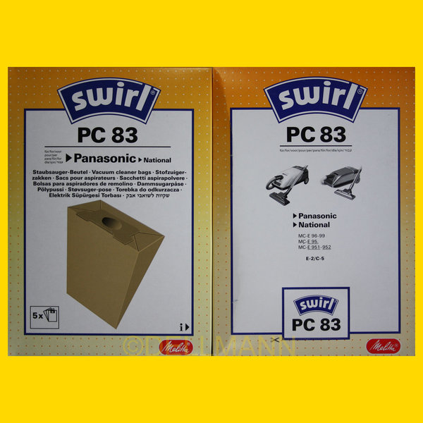 Swirl PC 83 Staubsaugerbeutel PC83 - 5 Beutel für Panasonic 4006508137862
