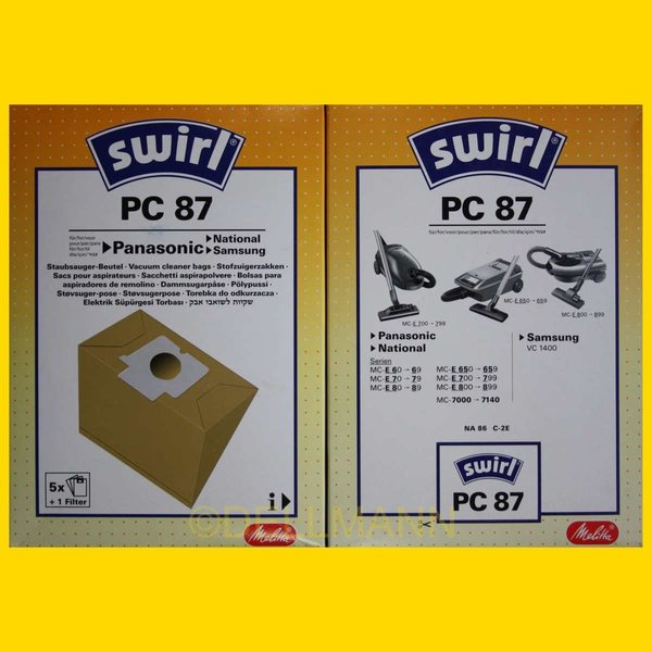 Swirl PC 87 Papier Staubsaugerbeutel PC87