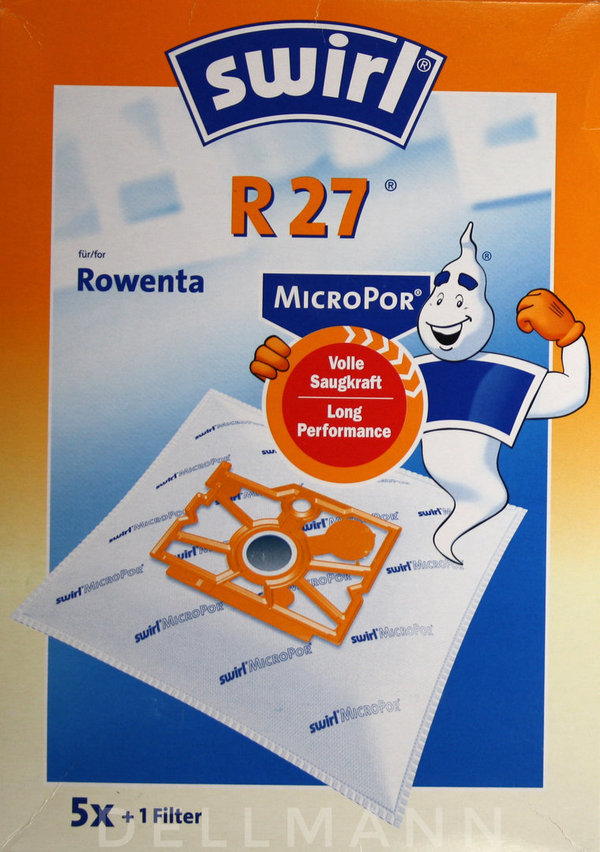 Swirl R 27 MicroPor Staubsaugerbeutel R27 - 5 Beutel für Rowenta Dymbo