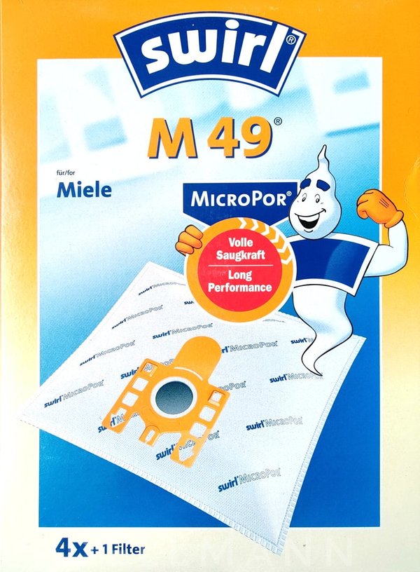 Swirl M 49 MicroPor Staubsaugerbeutel M49 - 4 Beutel für Miele-Sauger