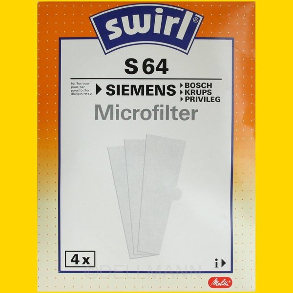 Swirl Microfilter S 64 S64 Mikrofilter (keine Staubsaugerbeutel)