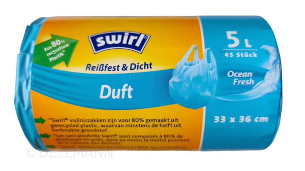 SWIRL Tragegriff  Müllbeutel 5 Liter Duft Ocean fresh 45 Beutel/Rolle - 33x36 cm