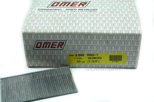 Omer Stauchkopfnägel 50 mm Brads 17 - 2500 Stück Druckluft Nägel