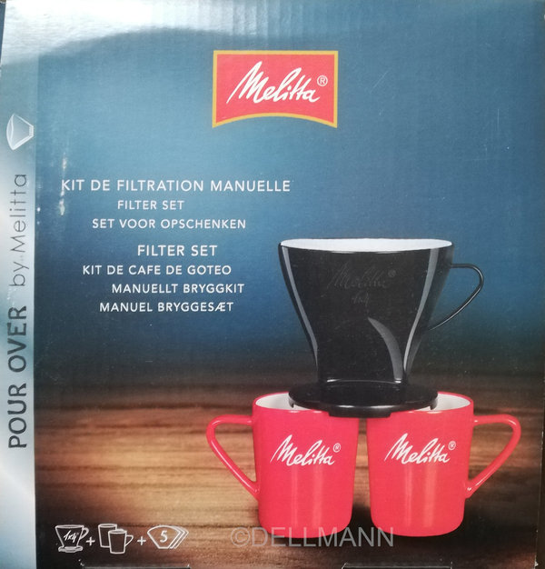 Melitta Pour-Over Set Kaffeezubereitung Filter + 2 Tassen - Kaffeebereiter