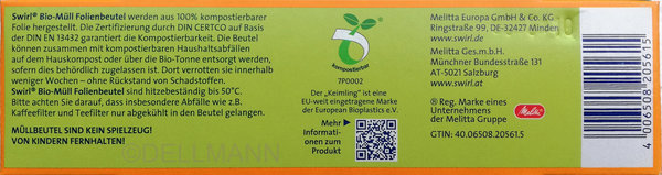 Swirl Bio-Müll Folienbeutel Müllbeutel 10 Liter - Biobeutel - kompostierbar