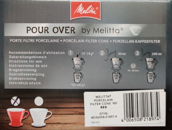 Melitta Kaffeefilter aus Porzellan 102 Kaffeefilter Handfilter rot Porzellanfilter