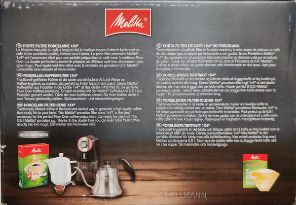 Melitta Kaffeefilter aus Porzellan 1x4 Kaffeefilter Handfilter weiß Porzellanfilter