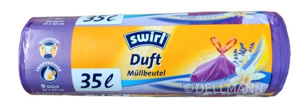 Swirl Duft Müllbeutel Vanille Lavendel -  35 Liter - (9 Beutel/Rolle) 55x63 cm