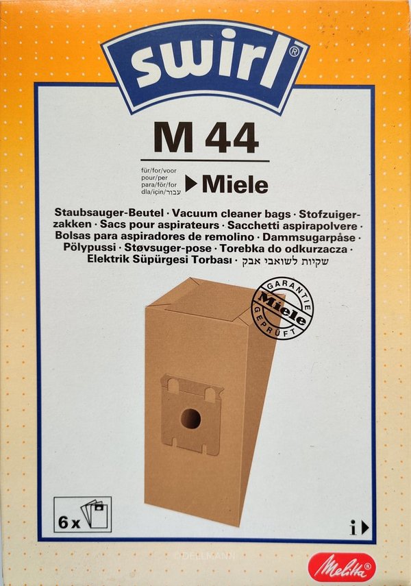 Swirl M 44 Staubsaugerbeutel M44 - 6 Beutel für Miele S 180 - S 205 4006508105335