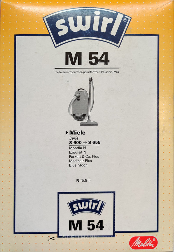 Swirl M 54 Staubsaugerbeutel M54 - 5 Beutel für Miele S 600-658 4006508166138
