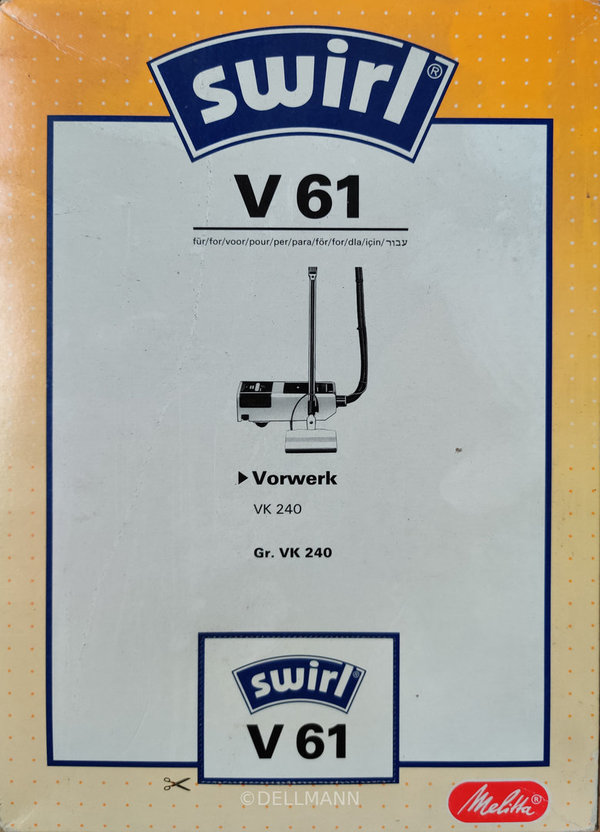 Swirl V 61 Staubsaugerbeutel V61 - 5 Beutel für Vorwerk VK 240 - 4006508101542