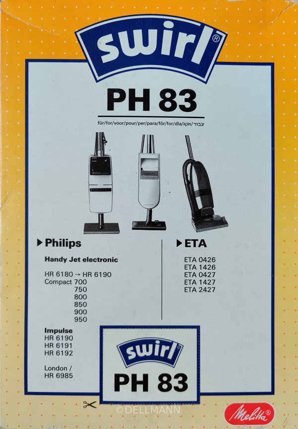 Swirl PH 83 Staubsaugerbeutel PH83 - 13 Beutel für Philips 4006508120185