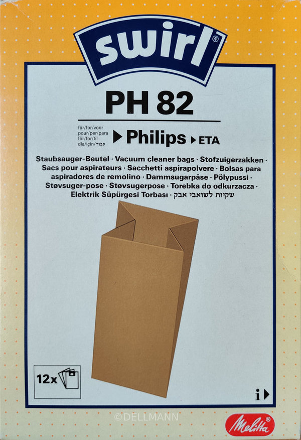 Swirl PH 82 Staubsaugerbeutel PH82 - 12 Beutel für Philips 4006508115655