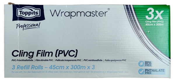 Wrapmaster 4500 Frischhaltefolie PVC 3 Rollen - 45cm x 300 m  EAN 5023139314638