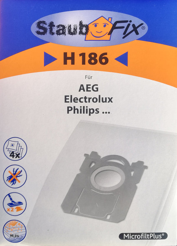 4 Staubsaugerbeutel für AEG Philips Microfiltplus H 186 Staubbeutel + 1 Filtermatte