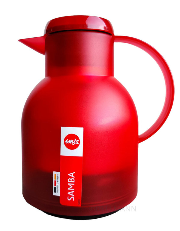 Emsa Samba Isolierkanne mit Quick Press Verschluß - 1 Liter - rot transluzent