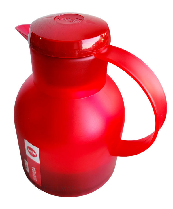 Emsa Samba Isolierkanne mit Quick Press Verschluß - 1 Liter - rot transluzent