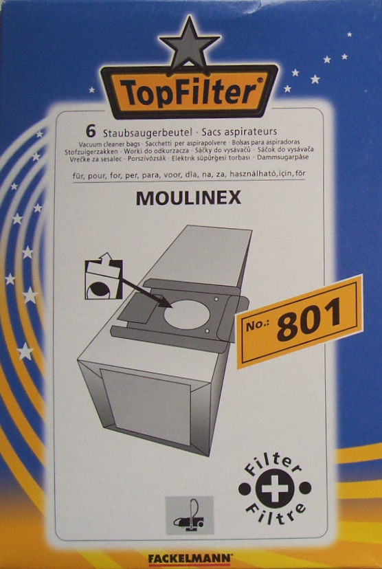 6 Beutel Fackelmann Topfilter 801 für Moulinex Power Pack PowerPack